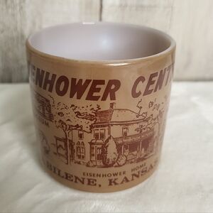 ❤️ Brown Eisenhower Center Mug. Federal Milk Glass Coffee Cup.